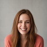 Portrait of a laughing woman with auburn hair