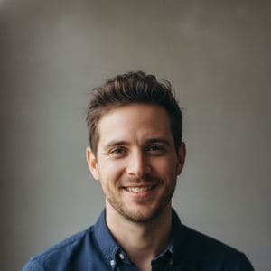 Portrait of a man in a navy shirt