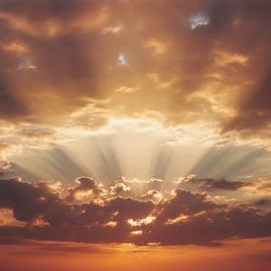 A dramatic orange sunset sky